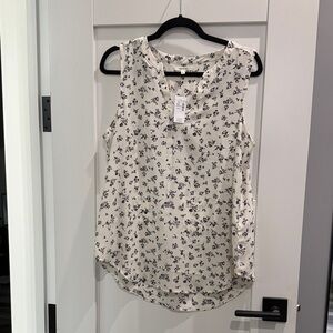 Maurices Cream and Black Floral Sleeveless Blouse